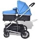 Детска/бебешка количка 2-в-1, алуминий, синьо и черно