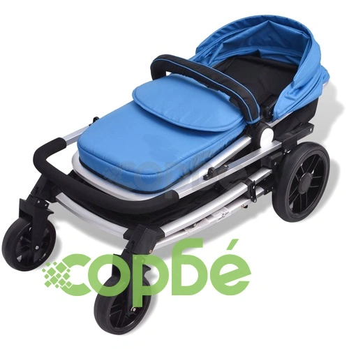 Детска/бебешка количка 2-в-1, алуминий, синьо и черно ➤ топ цена ➤ sorbe.bg