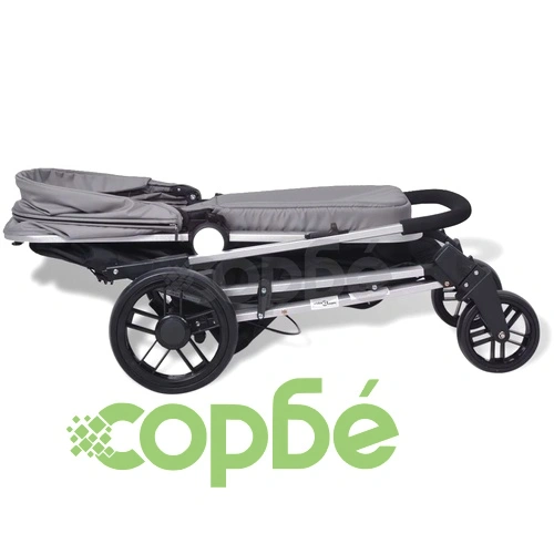 Детска/бебешка количка 2-в-1, алуминий, сиво и черно ➤ топ цена ➤ sorbe.bg