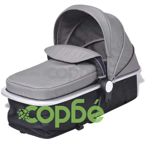 Детска/бебешка количка 2-в-1, алуминий, сиво и черно ➤ топ цена ➤ sorbe.bg