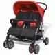 Бебешка количка за близнаци, стомана, червено и черно
