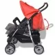 Бебешка количка за близнаци, стомана, червено и черно