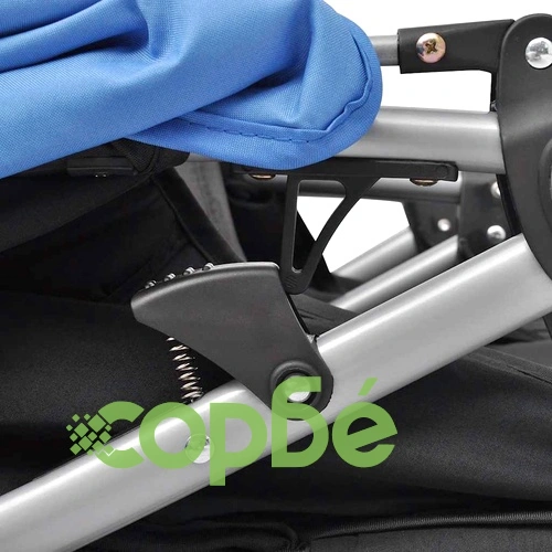 Бебешка количка за близнаци, стомана, синьо и черно ➤ топ цена ➤ sorbe.bg