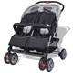Бебешка количка за близнаци, стомана, сиво и черно