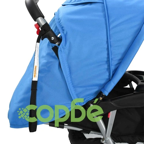 Тандемна количка, стомана, синьо и черно  ➤ топ цена ➤ sorbe.bg