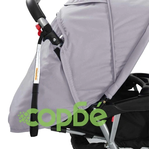 Тандемна количка, стомана, сиво и черно  ➤ топ цена ➤ sorbe.bg