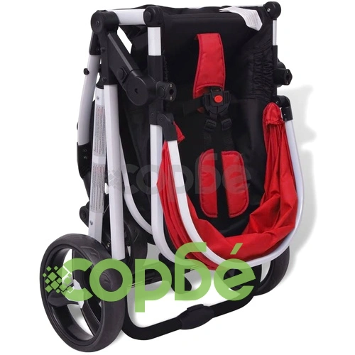 Бебешка количка 3-в-1, алуминиева, червено и черно ➤ топ цена ➤ sorbe.bg