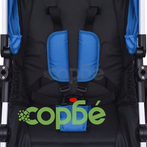 Бебешка количка 3-в-1, алуминиева, синьо и черно ➤ топ цена ➤ sorbe.bg