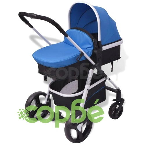Бебешка количка 3-в-1, алуминиева, синьо и черно ➤ топ цена ➤ sorbe.bg