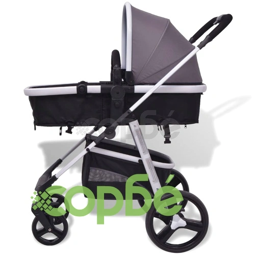 Бебешка количка 3-в-1, алуминиева, сиво и черно ➤ топ цена ➤ sorbe.bg