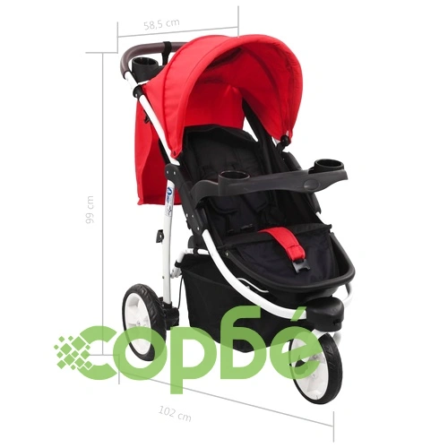 Бебешка количка триколка, червено и черно ➤ топ цена ➤ sorbe.bg