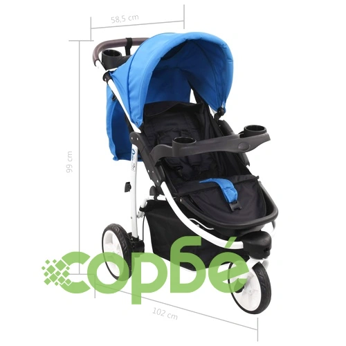 Бебешка количка триколка, синьо и черно ➤ топ цена ➤ sorbe.bg