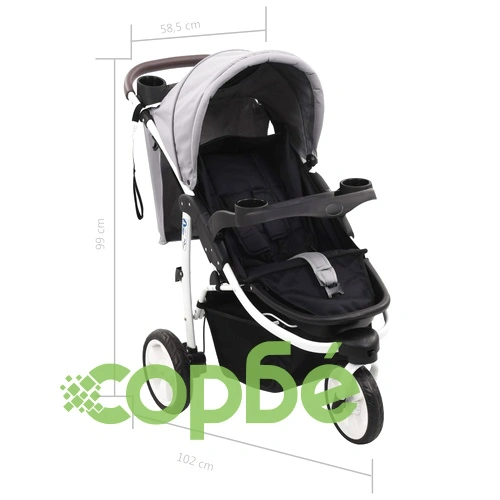 Бебешка количка триколка, сиво и черно ➤ топ цена ➤ sorbe.bg