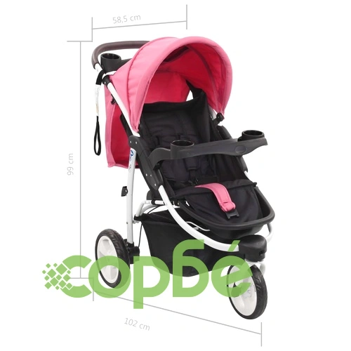 Бебешка количка триколка, розово и черно ➤ топ цена ➤ sorbe.bg