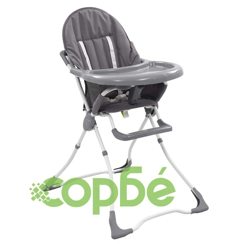 Високо бебешко столче за хранене, сиво и бяло ➤ топ цена ➤ sorbe.bg