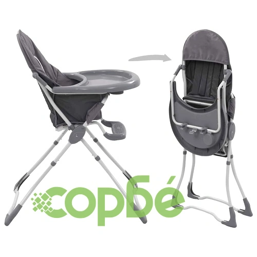 Високо бебешко столче за хранене, сиво и бяло ➤ топ цена ➤ sorbe.bg