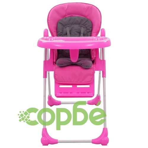 Високо бебешко столче за хранене, розово и сиво ➤ топ цена ➤ sorbe.bg