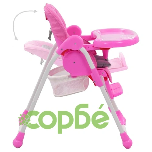 Високо бебешко столче за хранене, розово и сиво ➤ топ цена ➤ sorbe.bg