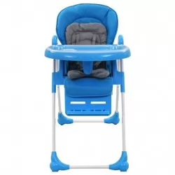 Високо бебешко столче за хранене, синьо и сиво 