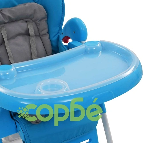 Високо бебешко столче за хранене, синьо и сиво  ➤ топ цена ➤ sorbe.bg
