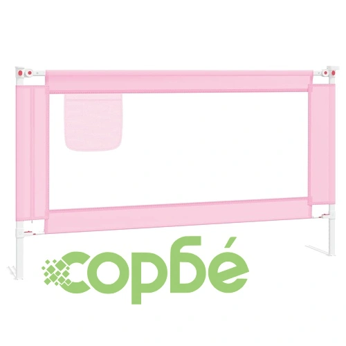 Ограничител за бебешко легло, розов, 140x25 см, плат ➤ топ цена ➤ sorbe.bg