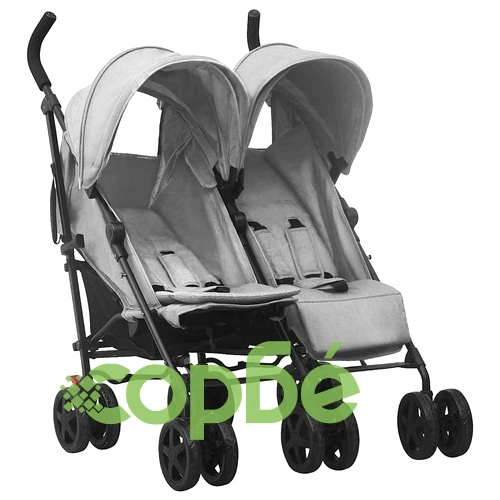 Количка за близнаци, стомана, светлосива ➤ топ цена ➤ sorbe.bg