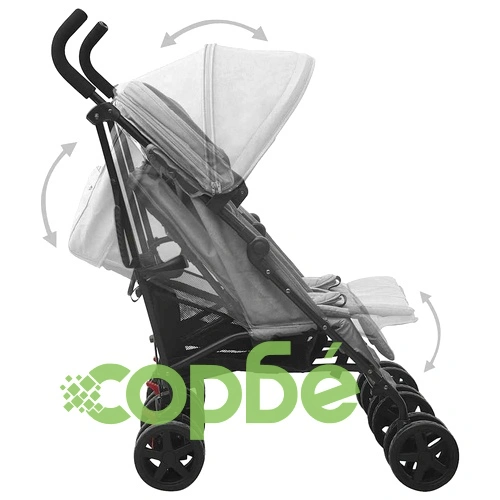 Количка за близнаци, стомана, светлосива ➤ топ цена ➤ sorbe.bg