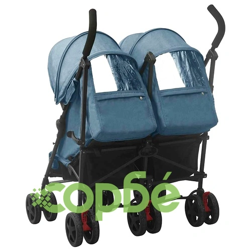 Количка за близнаци, тъмносиня, стомана ➤ топ цена ➤ sorbe.bg