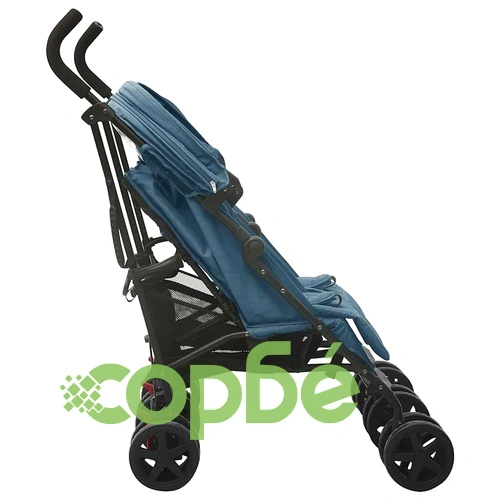 Количка за близнаци, тъмносиня, стомана ➤ топ цена ➤ sorbe.bg