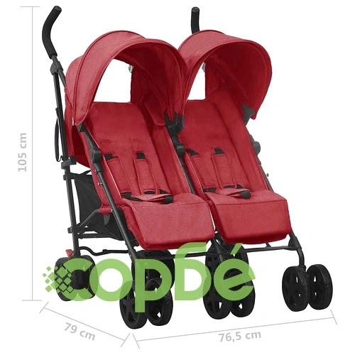 Количка за близнаци, червена, стомана ➤ топ цена ➤ sorbe.bg