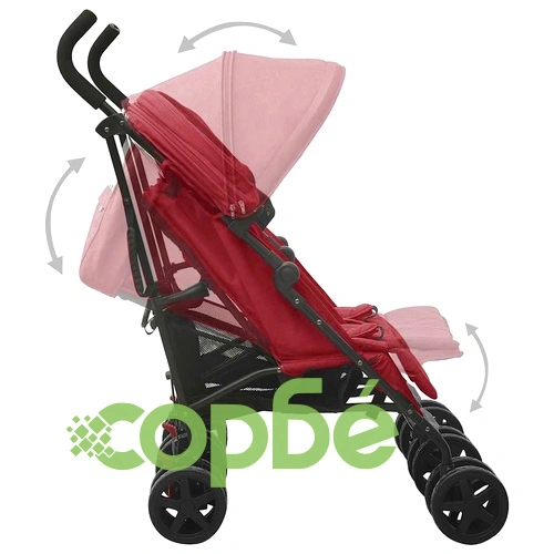 Количка за близнаци, червена, стомана ➤ топ цена ➤ sorbe.bg