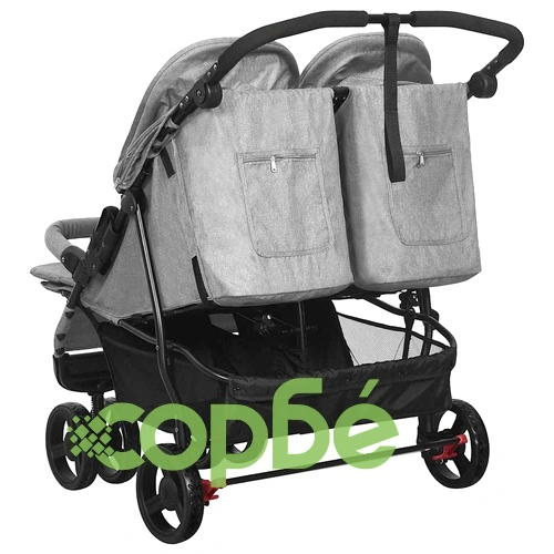 Количка за близнаци, светлосива, стомана ➤ топ цена ➤ sorbe.bg