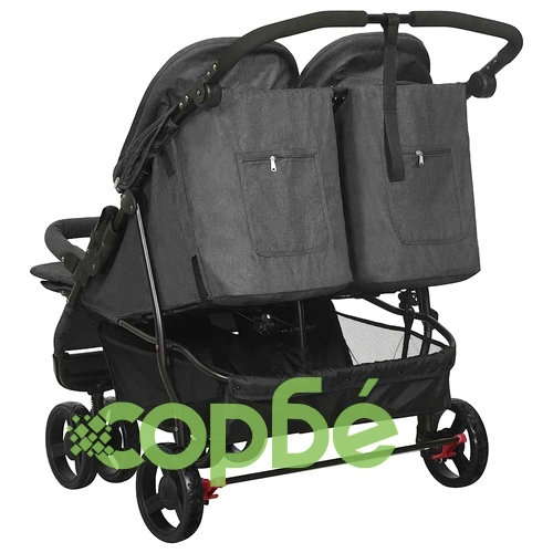 Количка за близнаци, антрацит, стомана  ➤ топ цена ➤ sorbe.bg