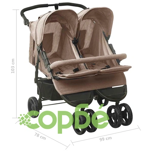 Количка за близнаци, таупе, стомана ➤ топ цена ➤ sorbe.bg