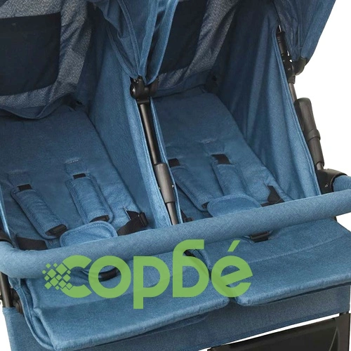 Количка за близнаци, тъмносиня, стомана  ➤ топ цена ➤ sorbe.bg