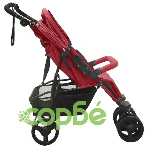 Количка за близнаци, червена, стомана ➤ топ цена ➤ sorbe.bg