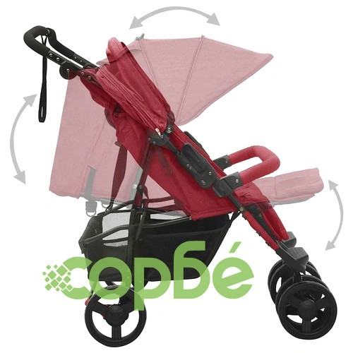 Количка за близнаци, червена, стомана ➤ топ цена ➤ sorbe.bg