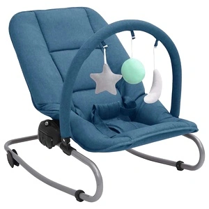 Бебешки шезлонг, тъмносин, стомана