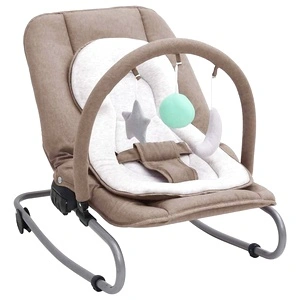 Бебешки шезлонг, таупе, стомана