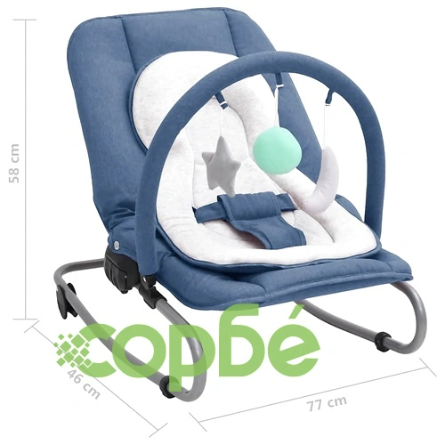 Бебешки шезлонг, тъмносин, стомана ➤ топ цена ➤ sorbe.bg