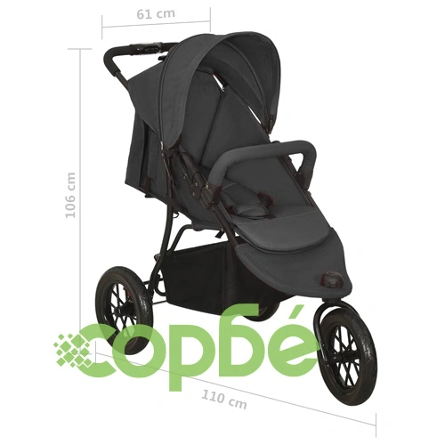 Бебешка количка, антрацит, стомана ➤ топ цена ➤ sorbe.bg