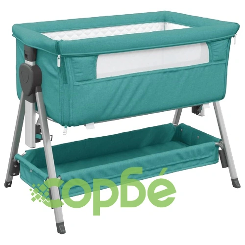 Бебешко легло с матрак, зелено, ленен плат ➤ топ цена ➤ sorbe.bg