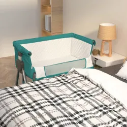 Бебешко легло с матрак, зелено, ленен плат