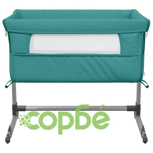 Бебешко легло с матрак, зелено, ленен плат ➤ топ цена ➤ sorbe.bg