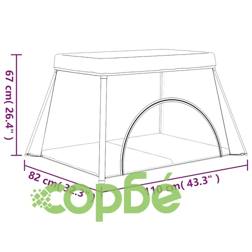 Бебешка кошара с матрак, светлосива, ленен плат ➤ топ цена ➤ sorbe.bg