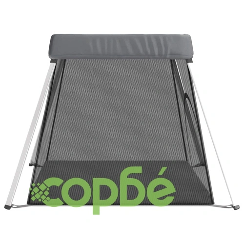 Бебешка кошара с матрак, тъмносива, ленен плат ➤ топ цена ➤ sorbe.bg