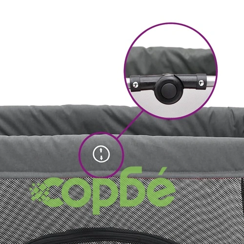 Бебешка кошара с матрак, тъмносива, ленен плат ➤ топ цена ➤ sorbe.bg