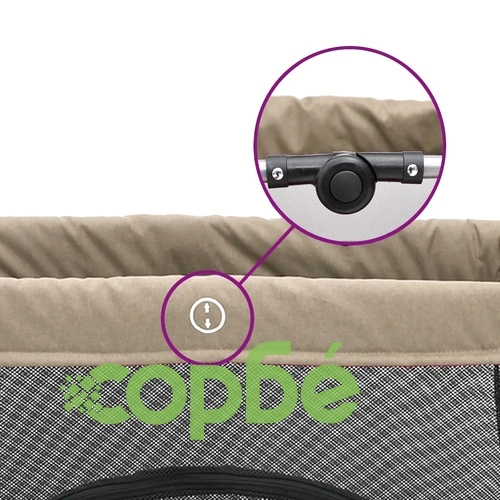 Бебешка кошара с матрак, таупе, ленен плат ➤ топ цена ➤ sorbe.bg