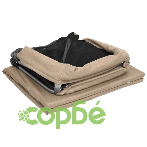 Бебешка кошара с матрак, таупе, ленен плат ➤ топ цена ➤ sorbe.bg