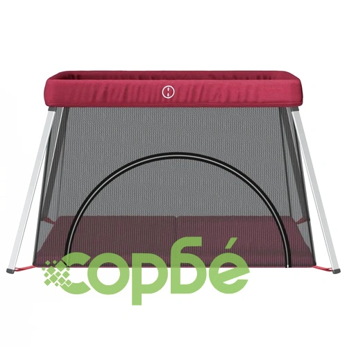 Бебешка кошара с матрак, червена, ленен плат ➤ топ цена ➤ sorbe.bg